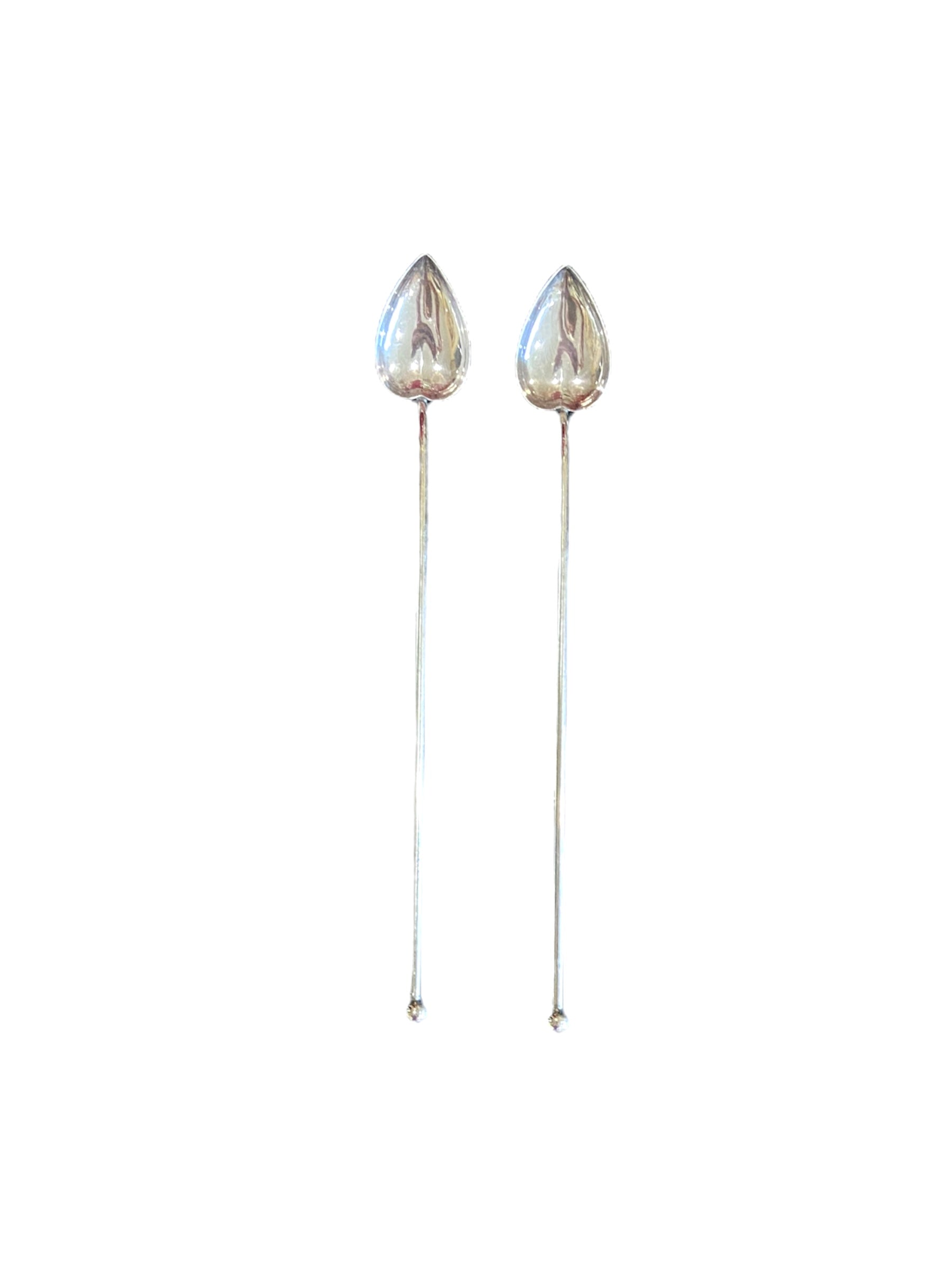 Sterling Silver Sipper Heart Shaped Spoon & Straw Combo