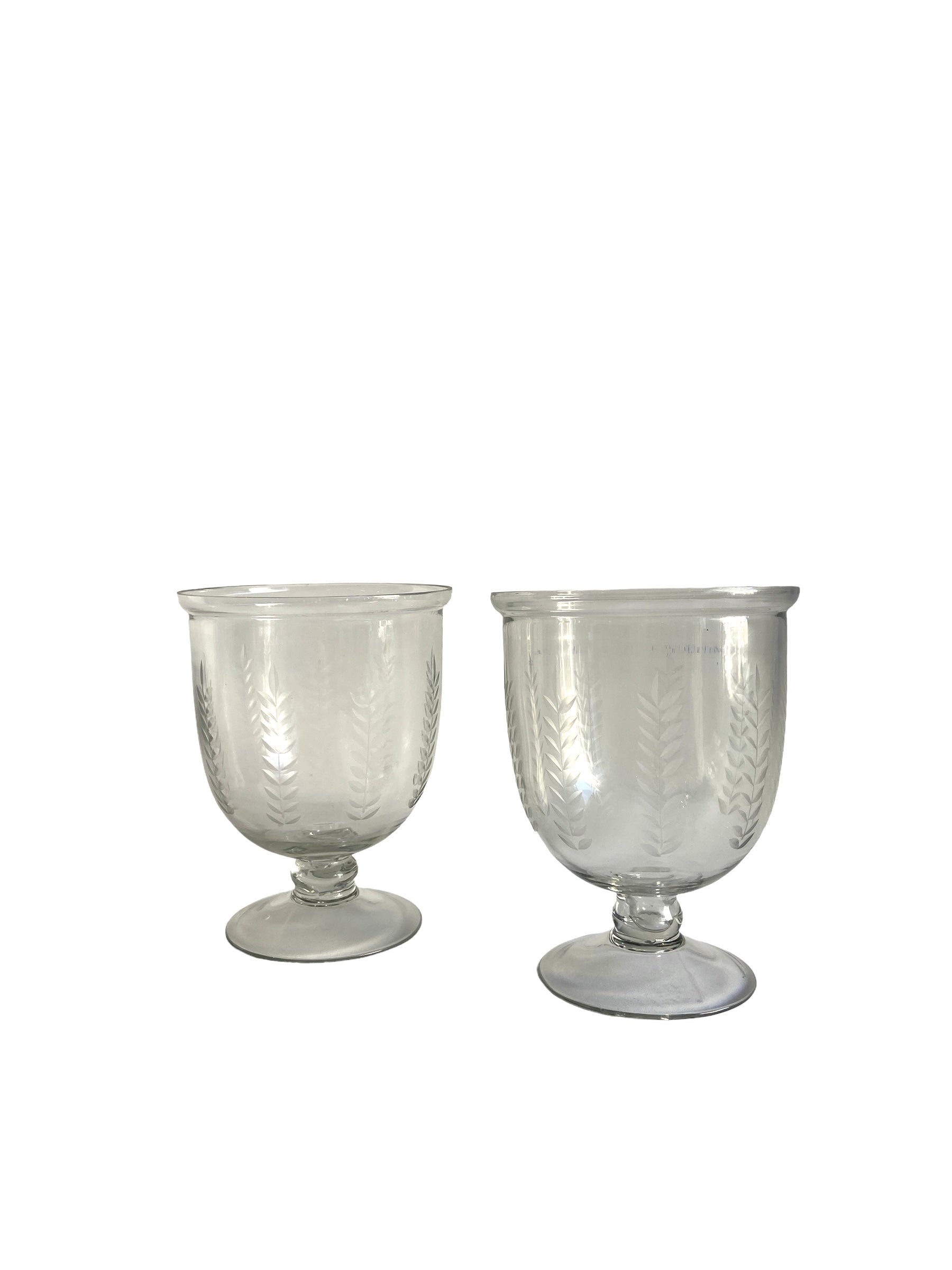 Pair of Extra Small Etched Leaf Hurricanes