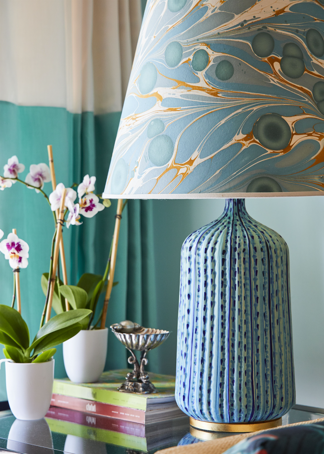 Green, Blue & Orange Modern Swirl Lamp Shade