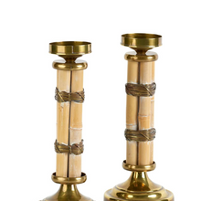 Vintage Bamboo & Brass Candle Holders