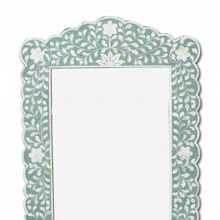 Blue Inlay Floral Scalloped Mirror