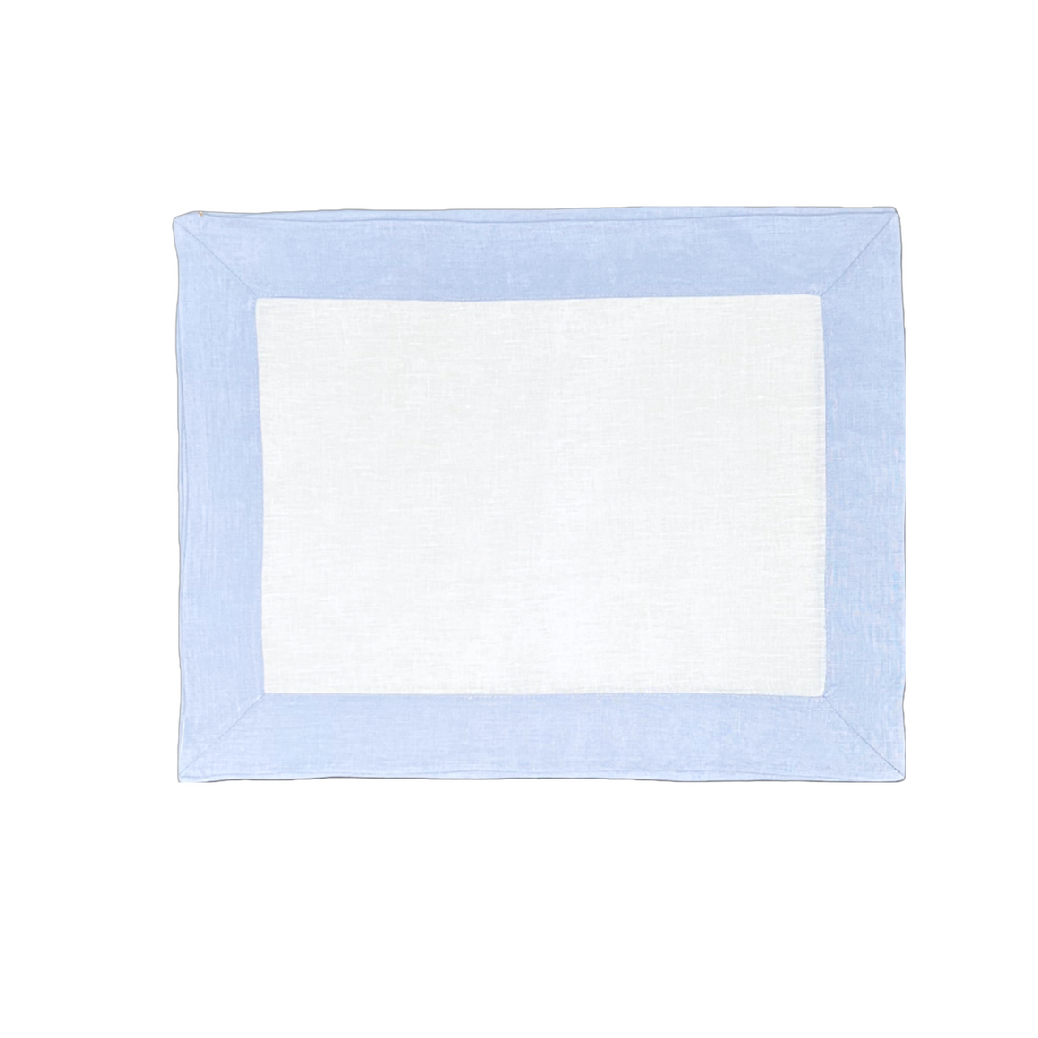 White Linen Placemat With Blue Border, Set of 4