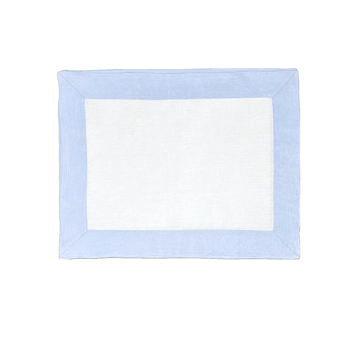 Set of 4 White Linen Placemat With Blue Border