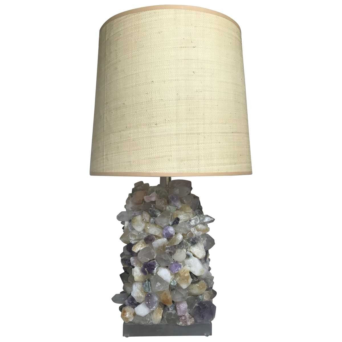 Vintage Amethyst And Rock Crystal Table Lamp