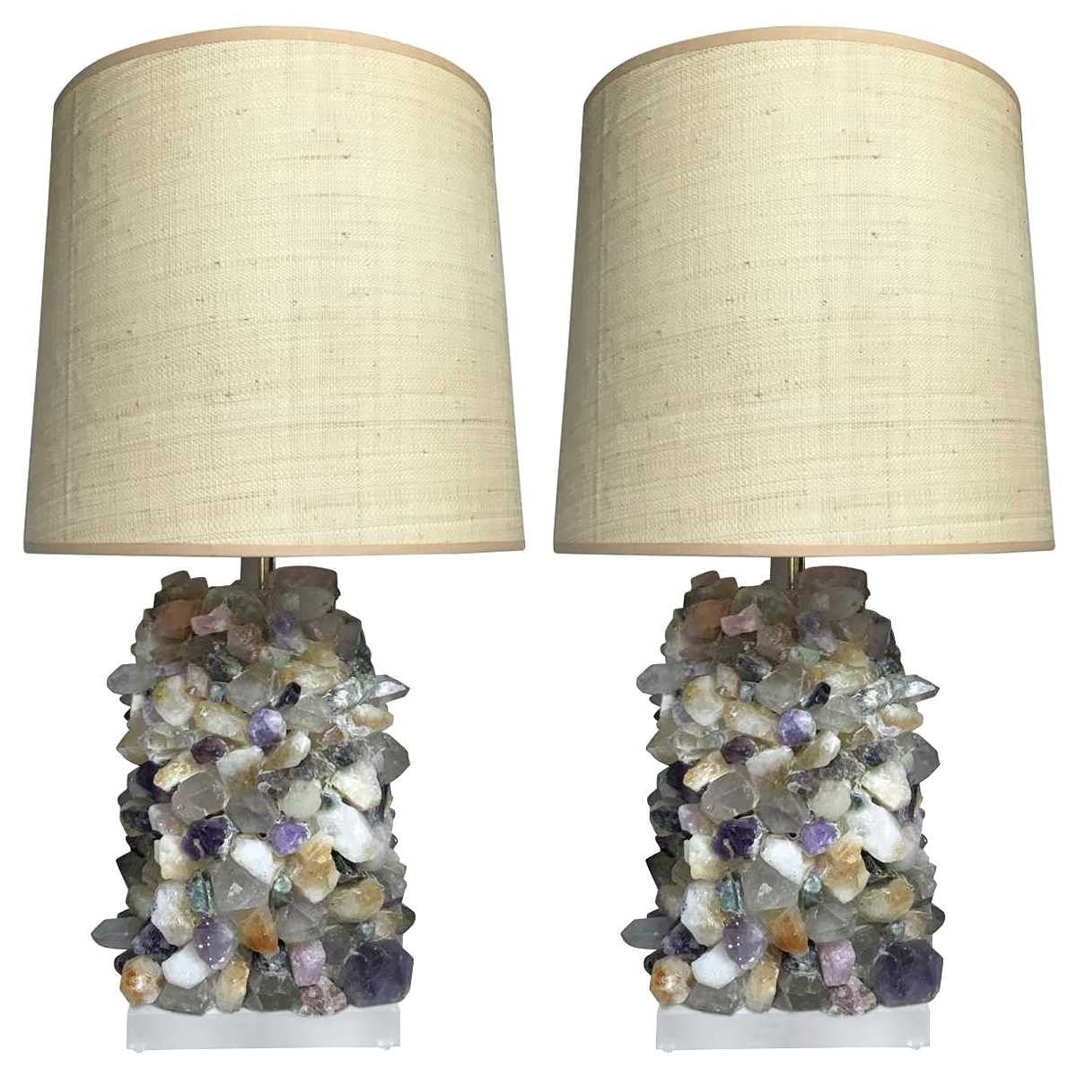Vintage Amethyst And Rock Crystal Table Lamp