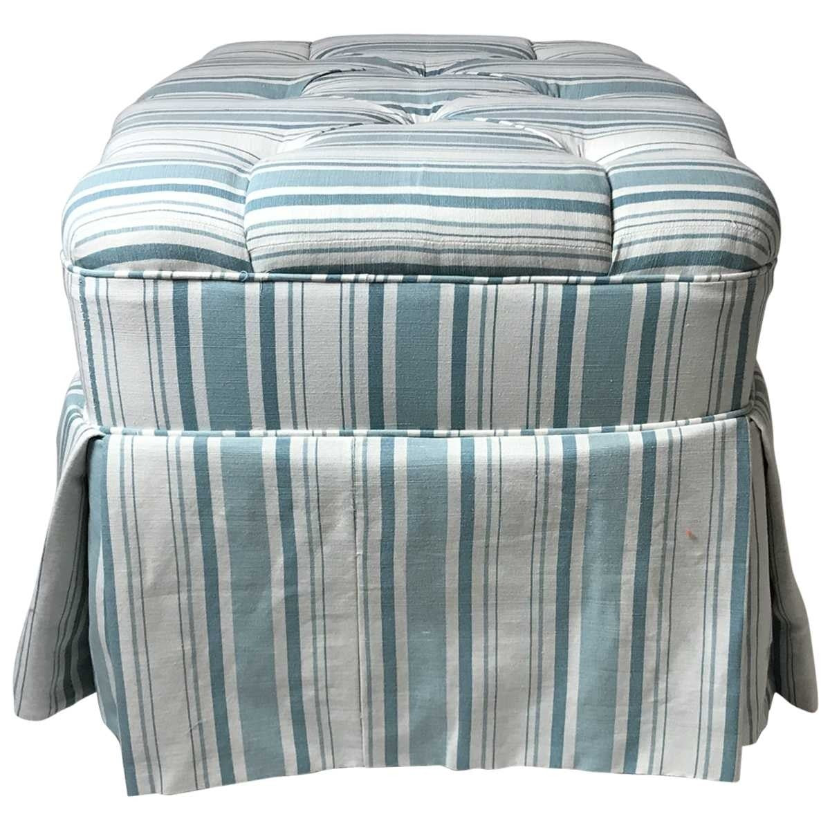 A Pair, Bennison Upholstered Tufted Ottomans