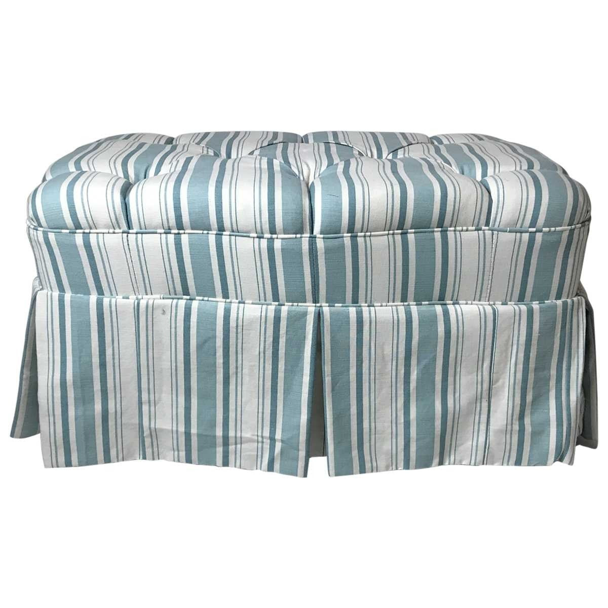 A Pair, Bennison Upholstered Tufted Ottomans