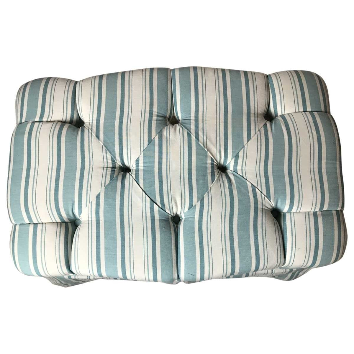 A Pair, Bennison Upholstered Tufted Ottomans