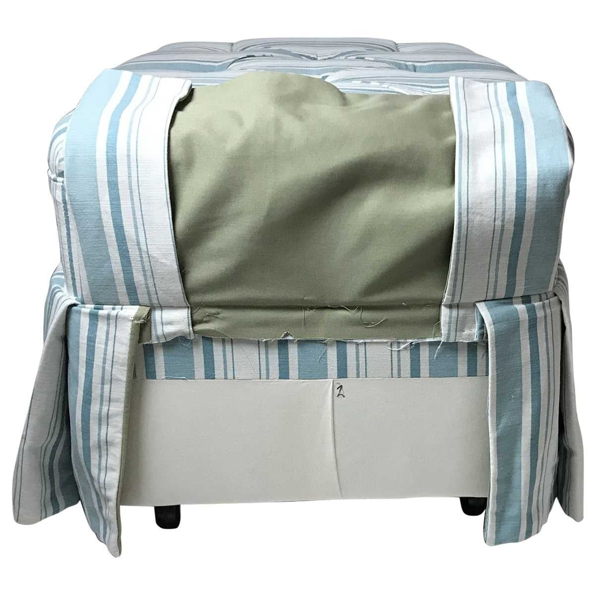 A Pair, Bennison Upholstered Tufted Ottomans