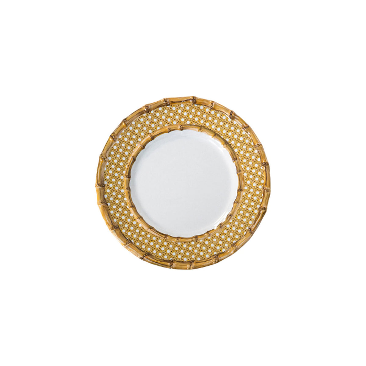 Bamboo Caning Dessert Non-Breakable /Salad Plate, shown alone on a white background