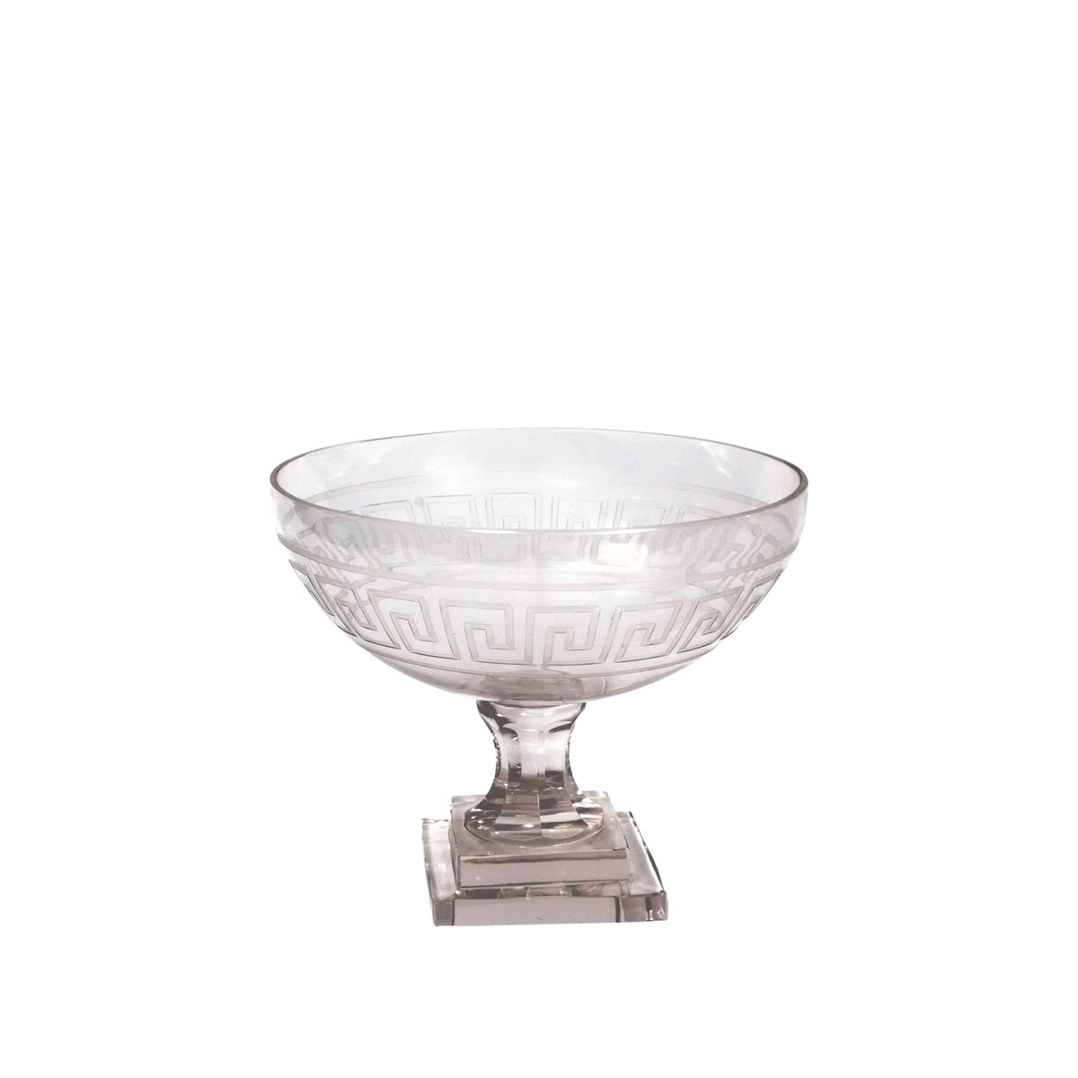 Small Greek Key Pedestal Bowl, shown on a white background