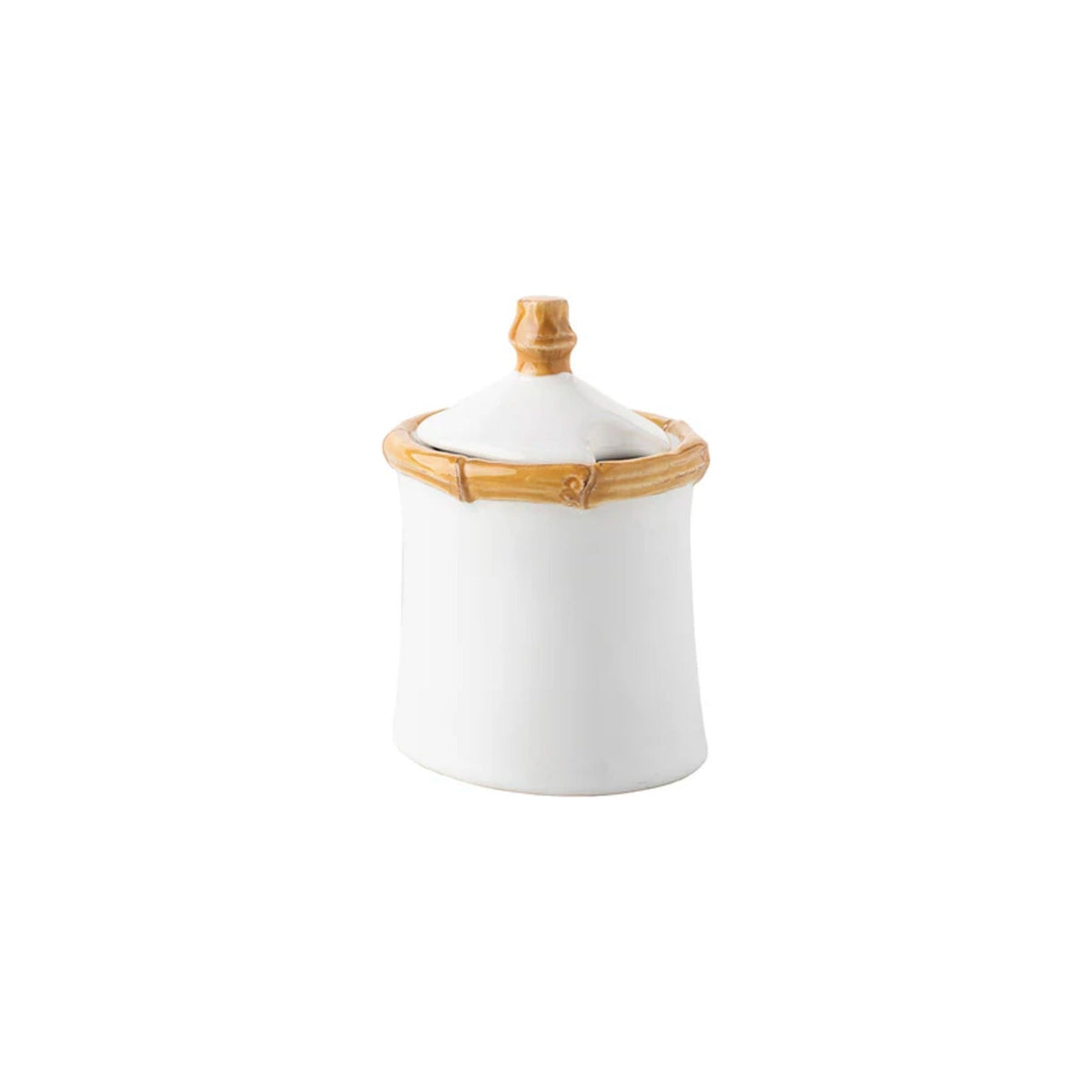 Classic Bamboo Lidded Sugar Bowl, shown on a white background