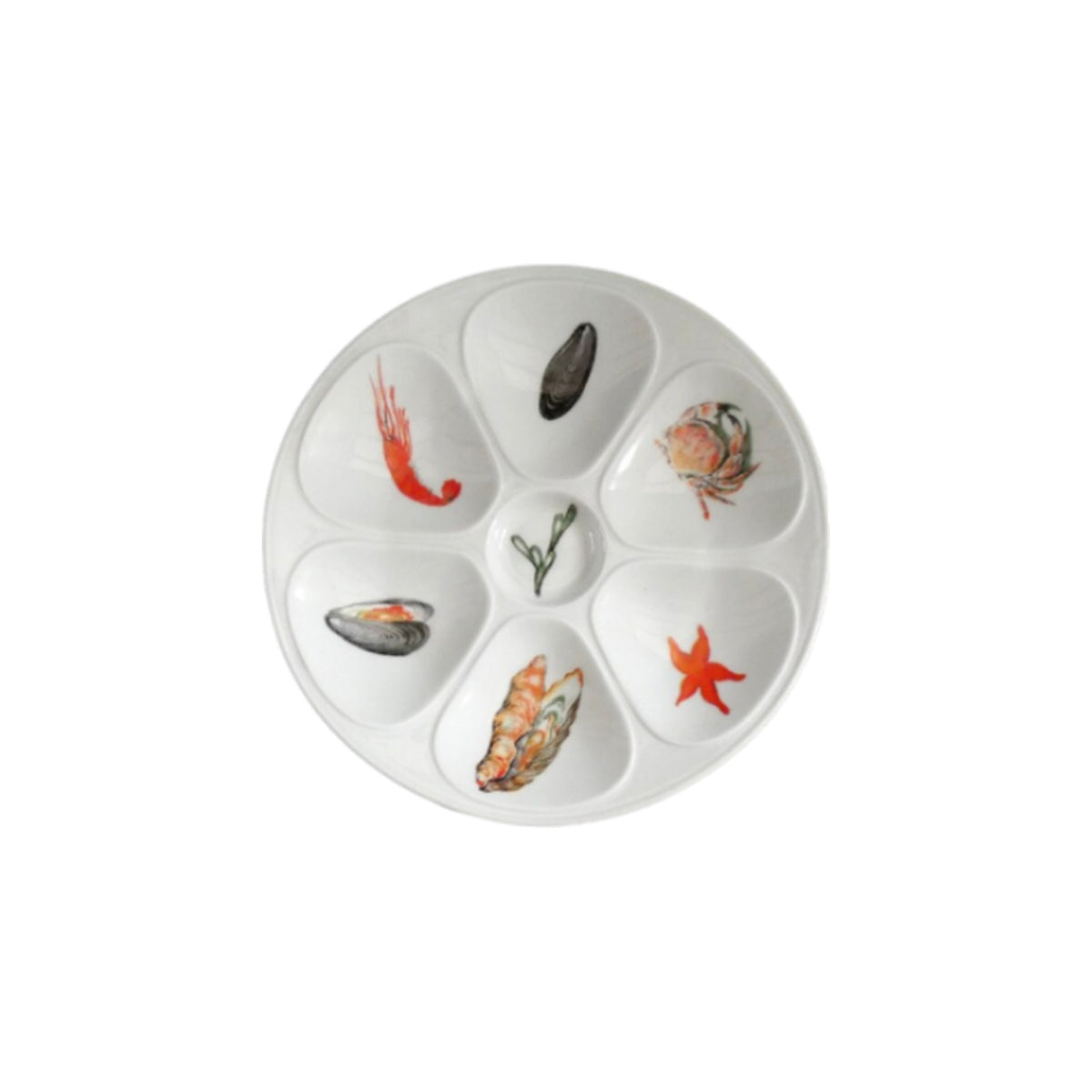 Vintage Louis Lourioux Oyster Plate, shown on a white background