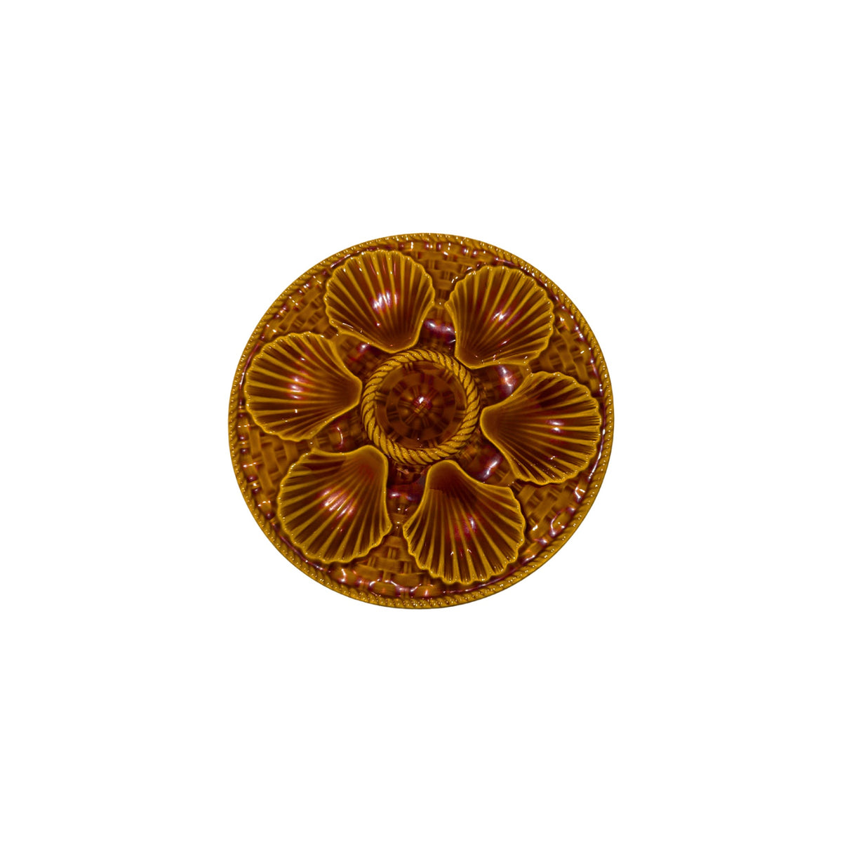 Vintage Longchamp Majolica Oyster Plate, shown alone on a white background