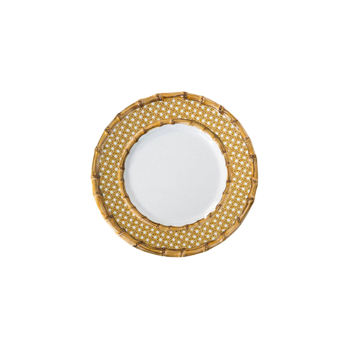 Bamboo Caning Dessert Non-Breakable /Salad Plate, shown on a white background