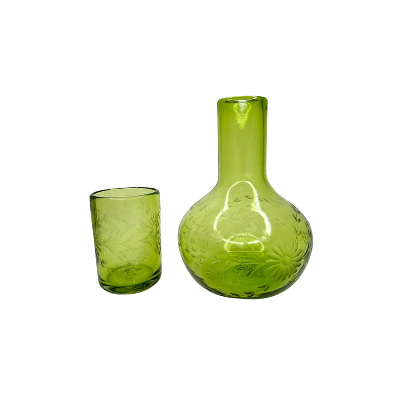 Hand Etched Green Water Carafe & Glass Set – Danielle Rollins Brands LLC