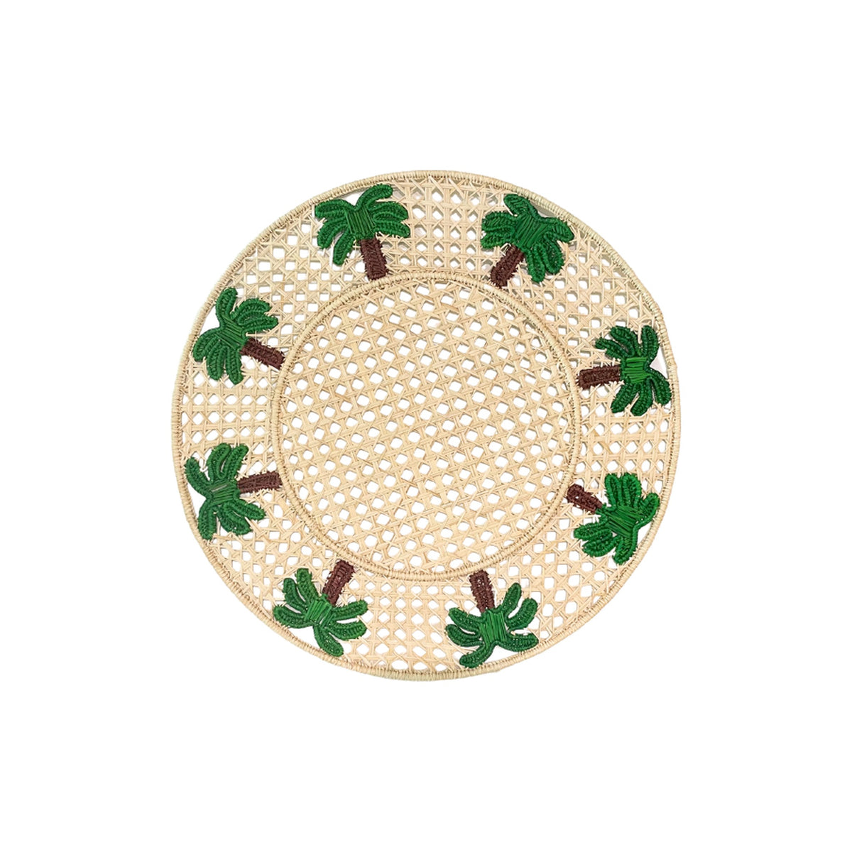 Handwoven Natural Palm Placemat, shown on a white background