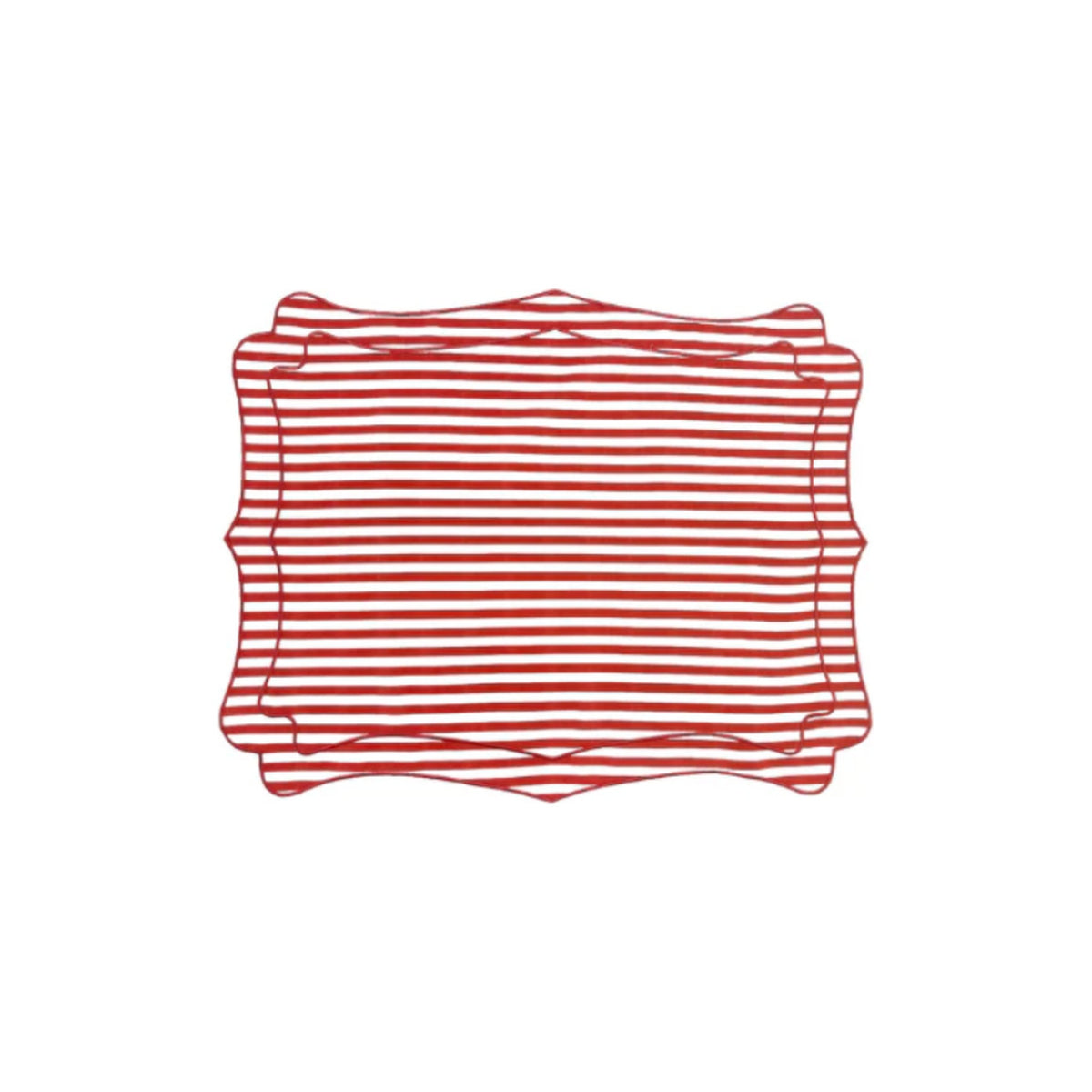 RED & WHITE STRIPED LINEN PLACEMATS, SET OF 4, shown on a white background