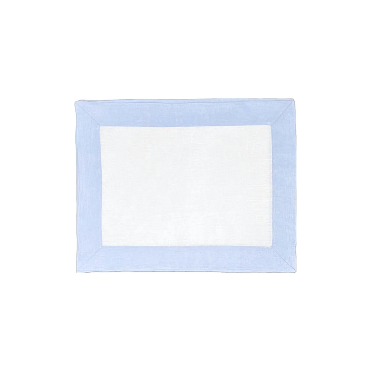 White Linen Placemat With Blue Border, Set of 4, shown on a white background