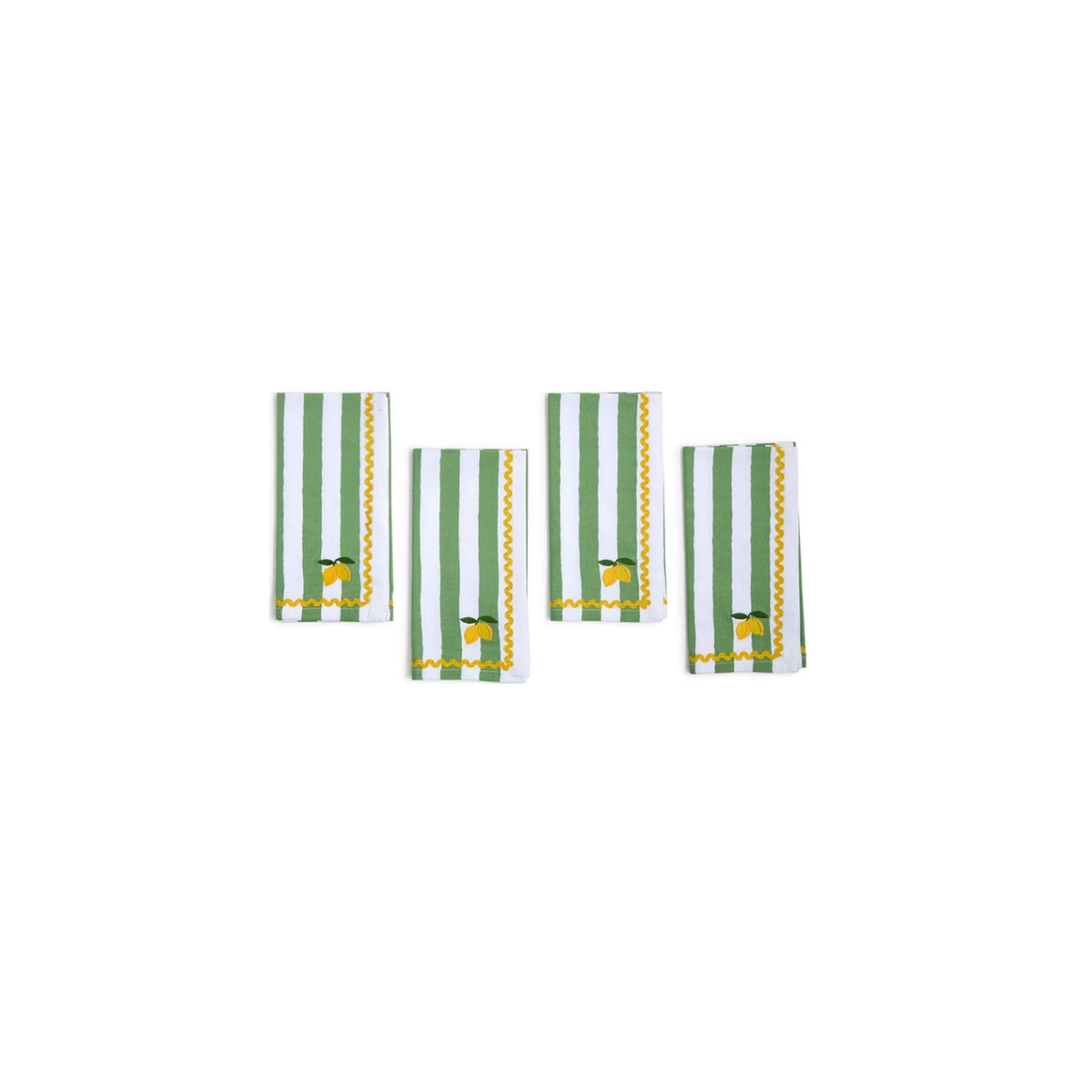 Set of 4, Lemon Grove Embroidered Cloth Dinner Napkin, shown on a white background