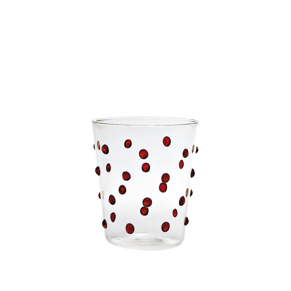 Single Party Tumbler Red Dots glass, shown alone on a white background