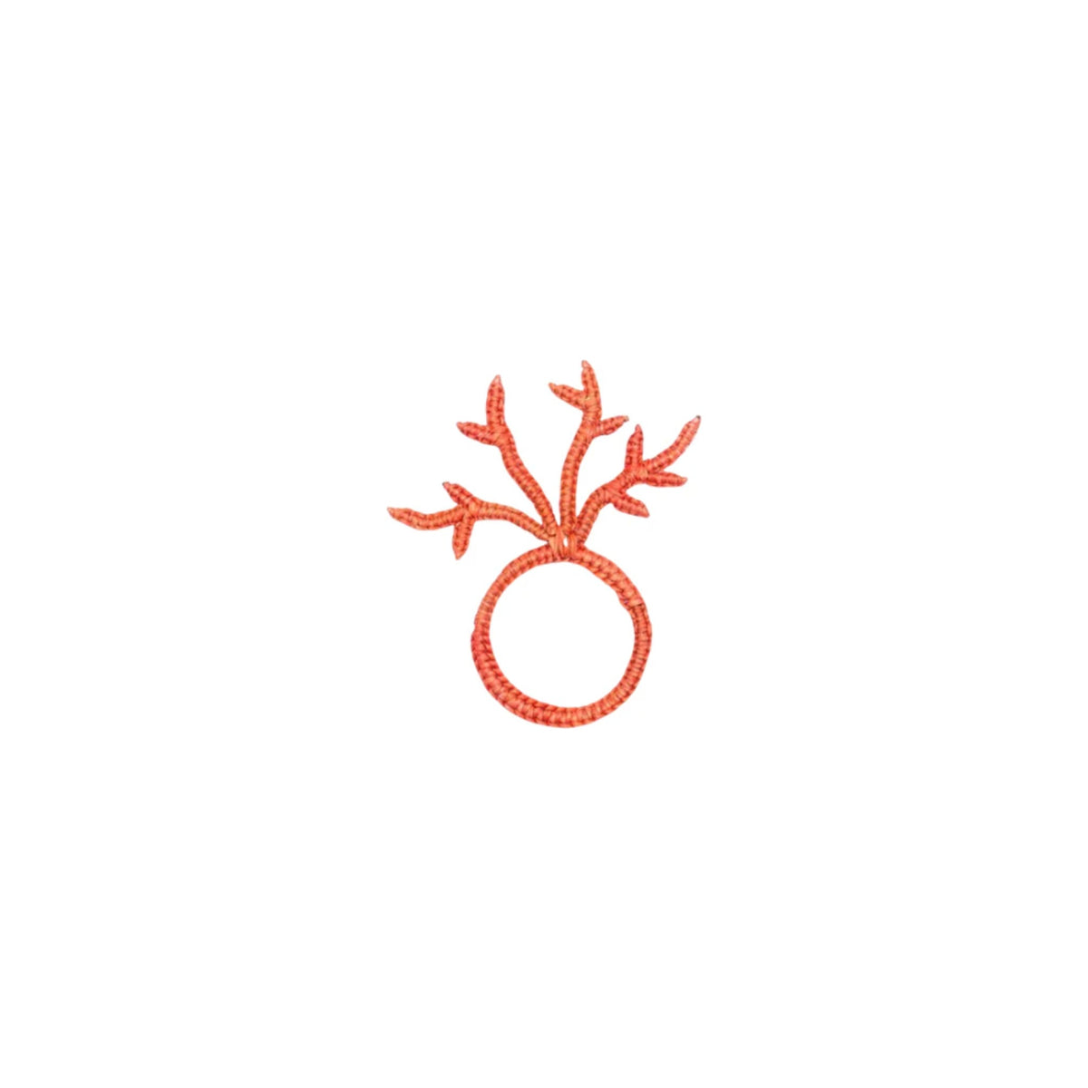 Handmade Coral Napkin Ring, Set of 4, shown on a white background