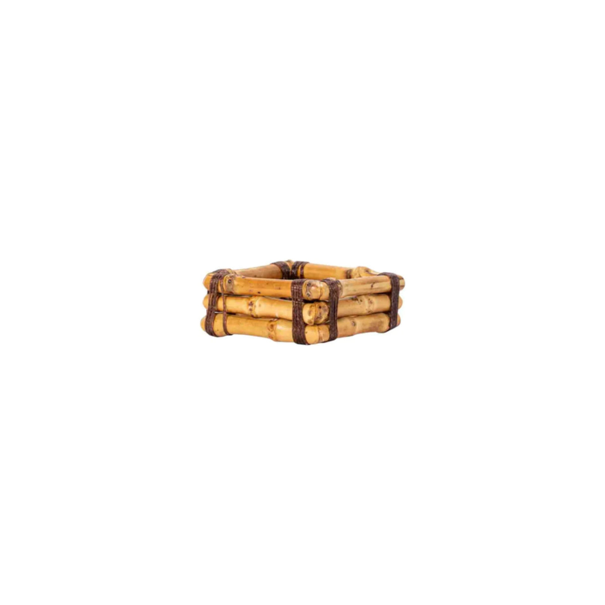 Bamboo Napkin Rings Set of 4, shown on a white background