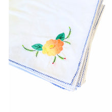 Vintage Madeira Hibiscus Appliqué Tablecloth & Set of 12 Napkins