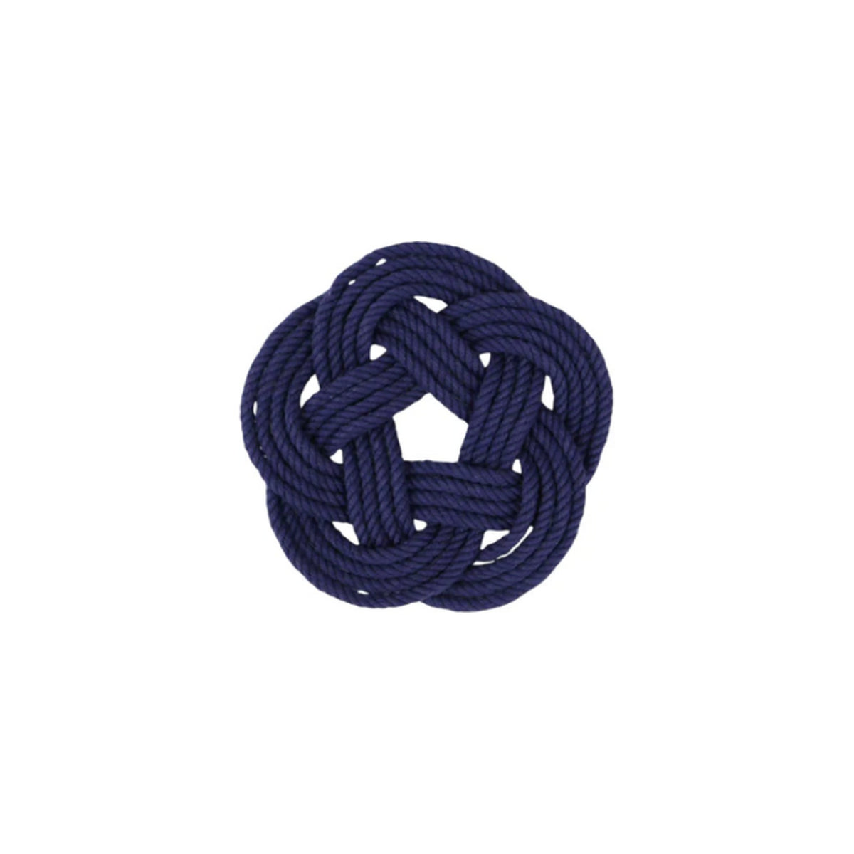 Navy Nautical Knot Coasters, Set of 4, shown on a white background