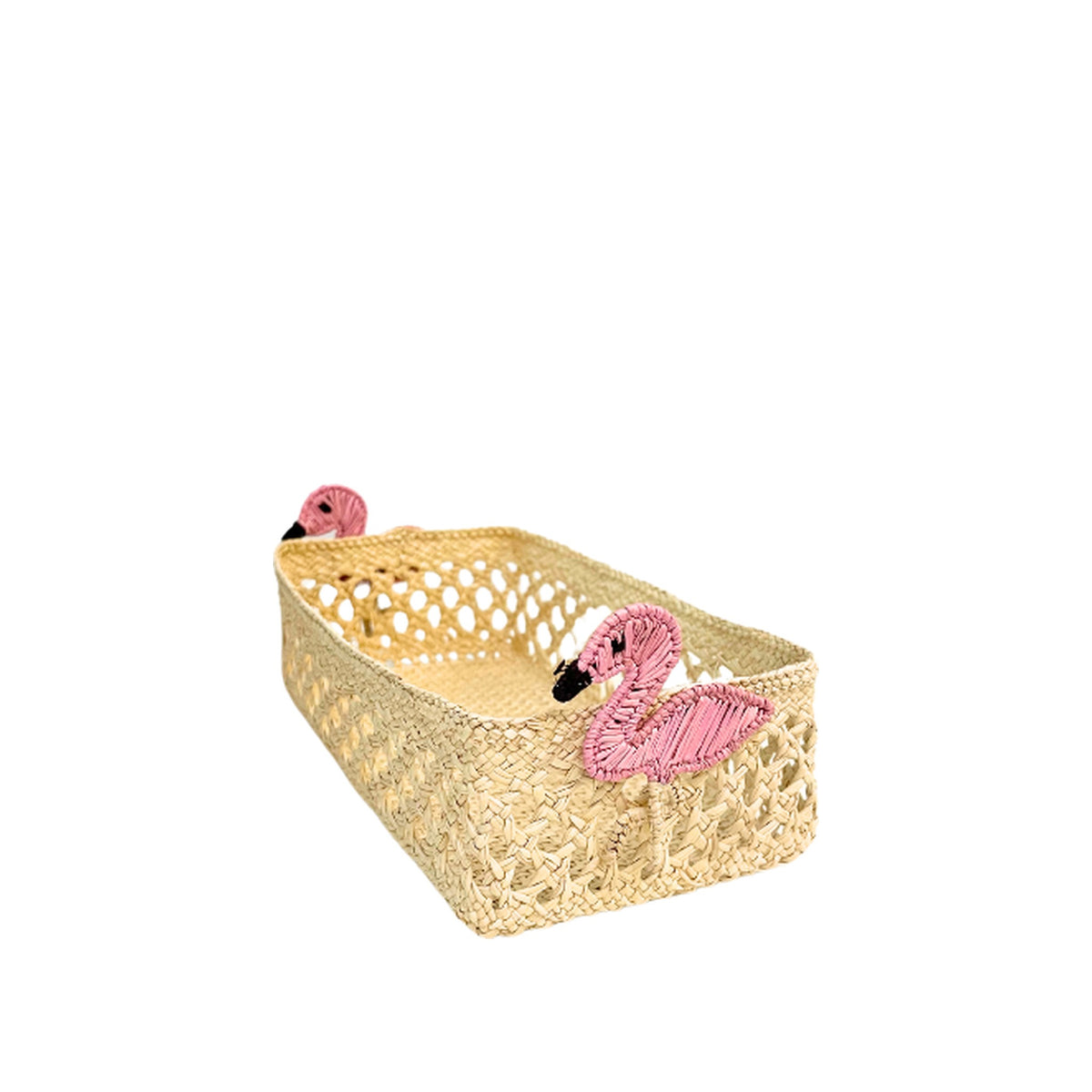Mini Flamingos Rectangular Basket, shown on a white background
