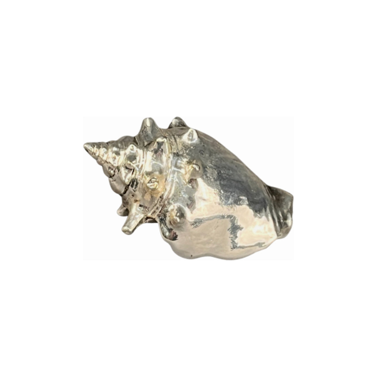 Silverplate Seashell 3 Paper Weight, shown alone on a white background