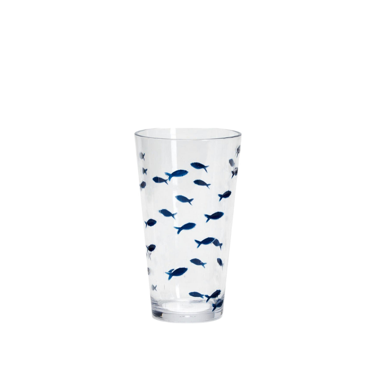 Single Blue Fish Acrylic Tall Drinking Glass, shown alone on a white background