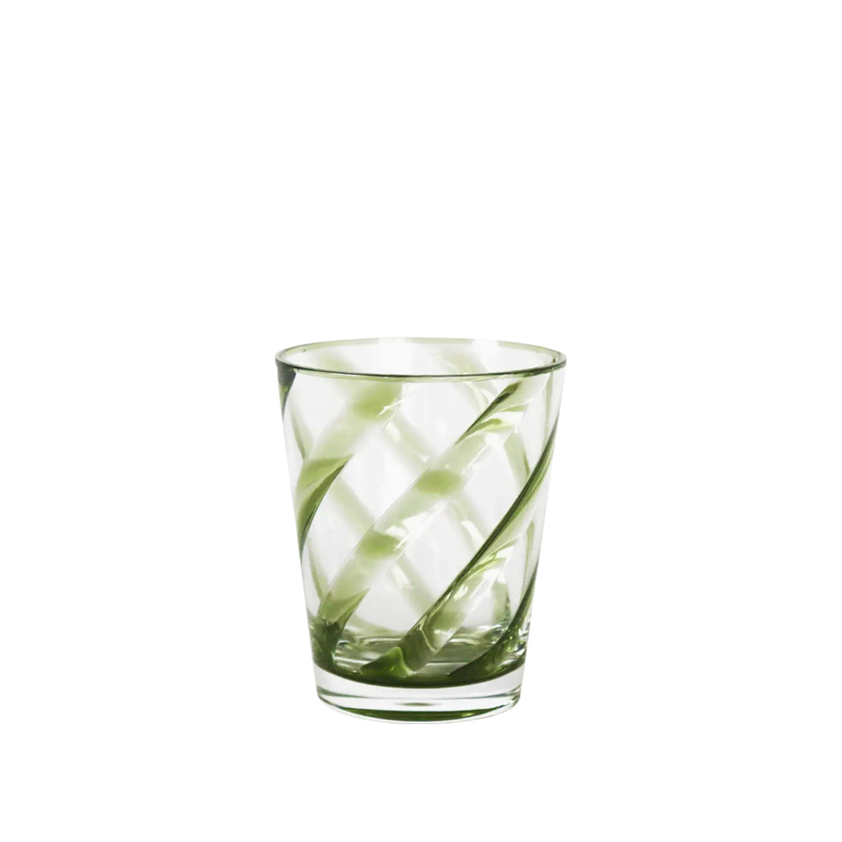 Single Swirl Acrylic Tumbler in Green glass, shown alone on a white background