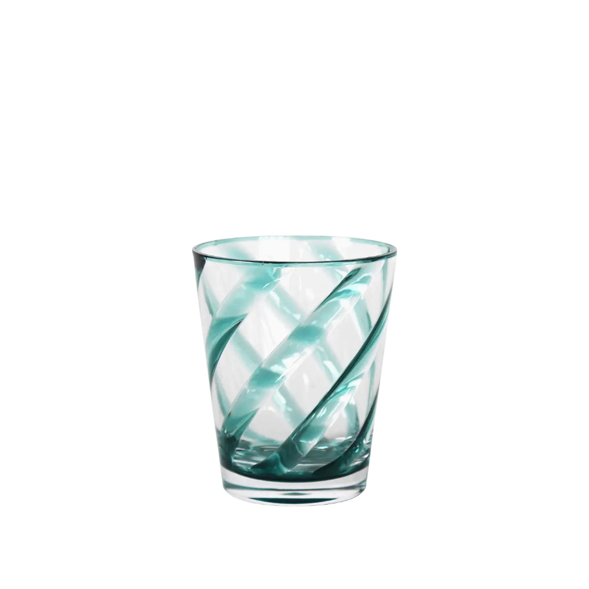 Single Swirl Acrylic Tumbler in Turquoise glass, shown alone on a white background