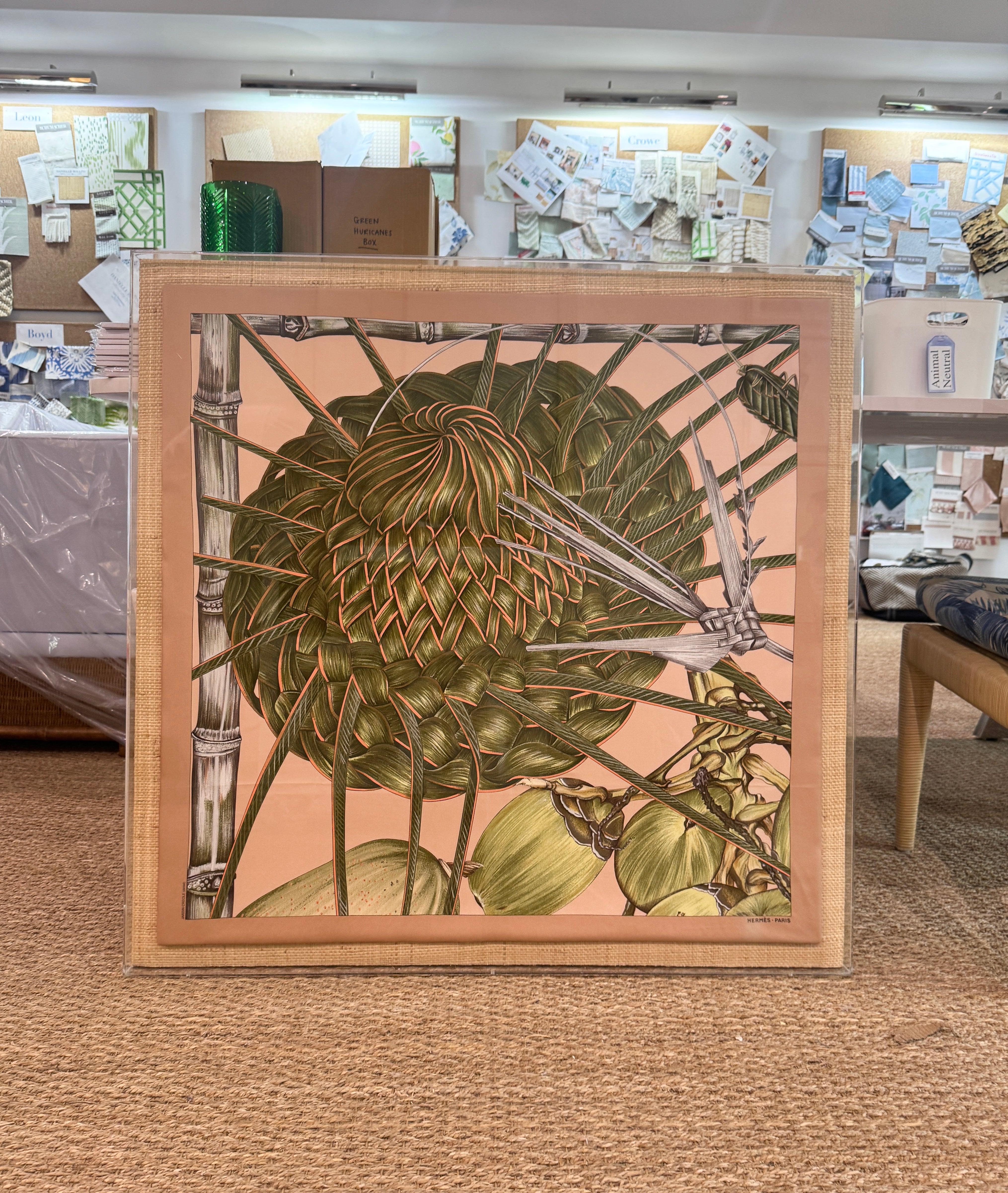 Framed Vintage Hermes Silk Scarf