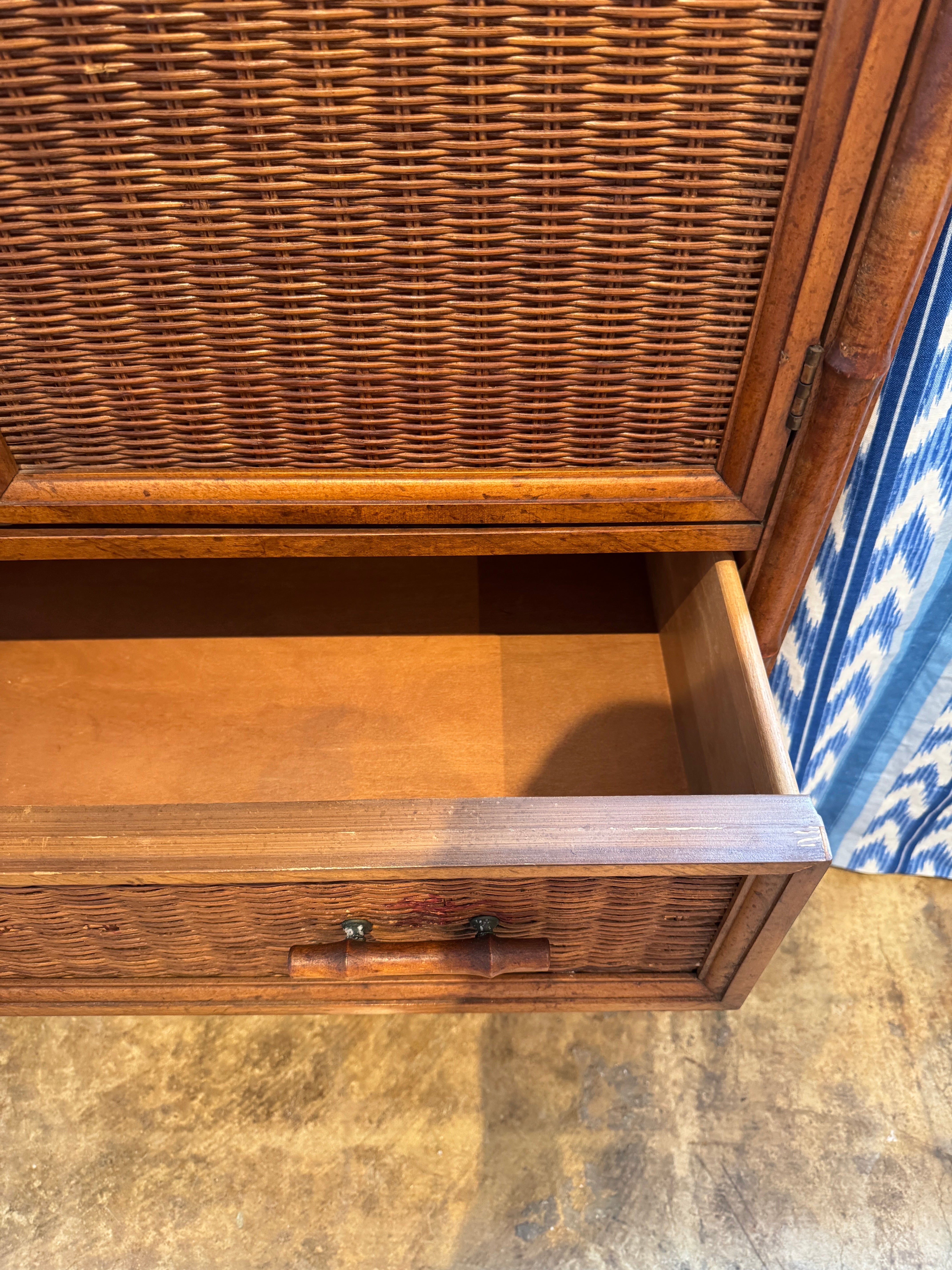 Boho Chic Faux Bamboo & Wicker "Barmoire"
