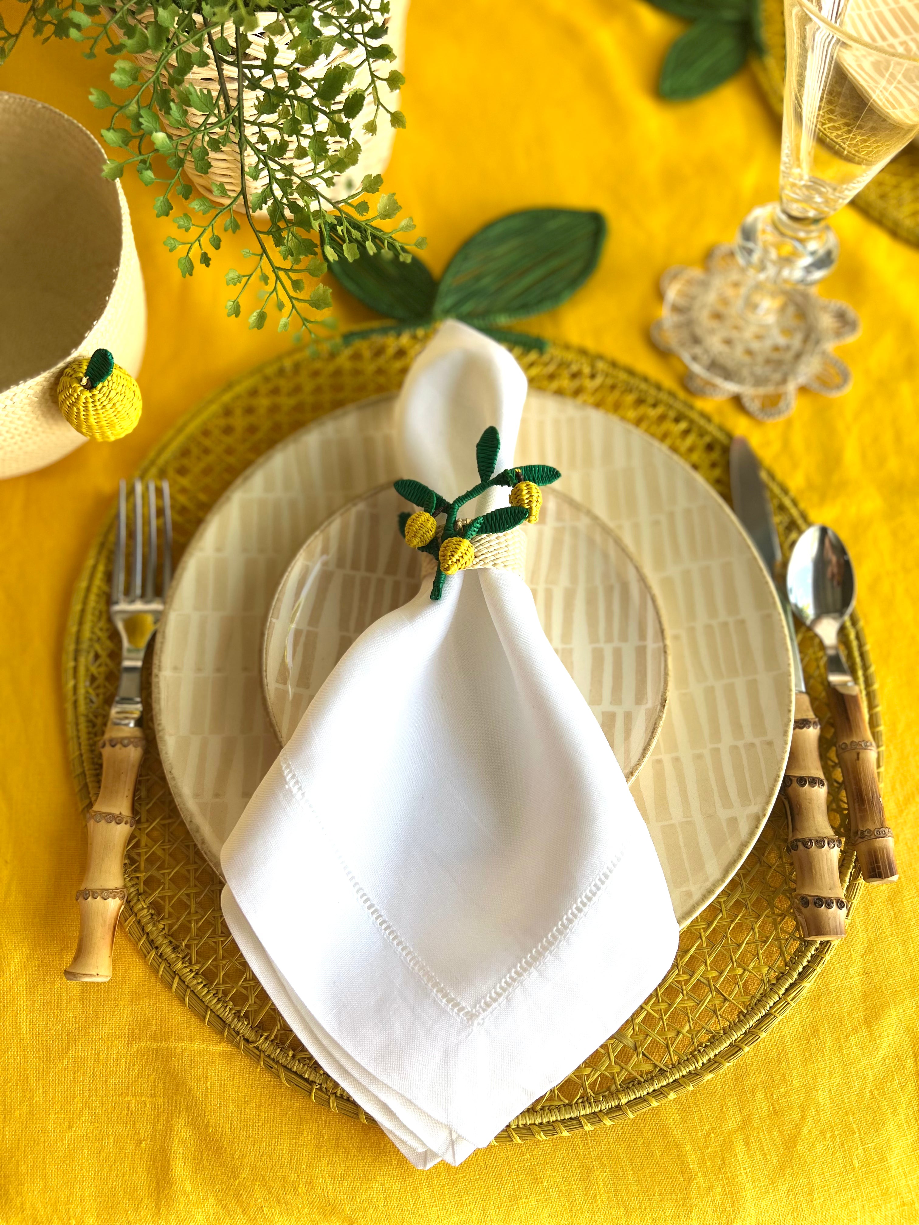 Lemon Branch Napkin Ring, Set of 4