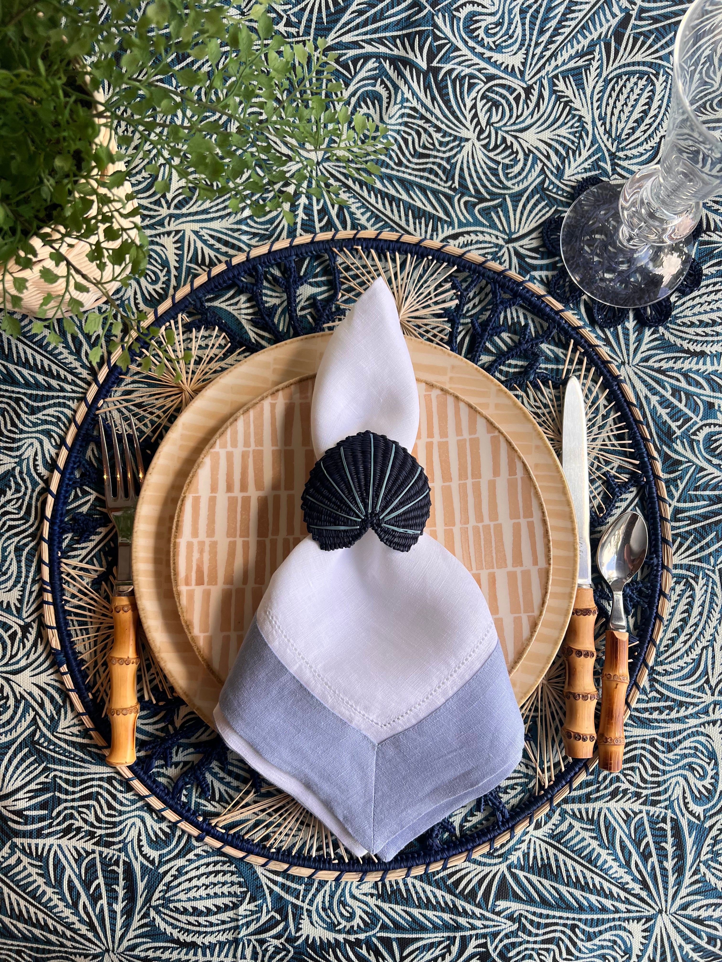 Handwoven Navy Coral Iraca Placemat