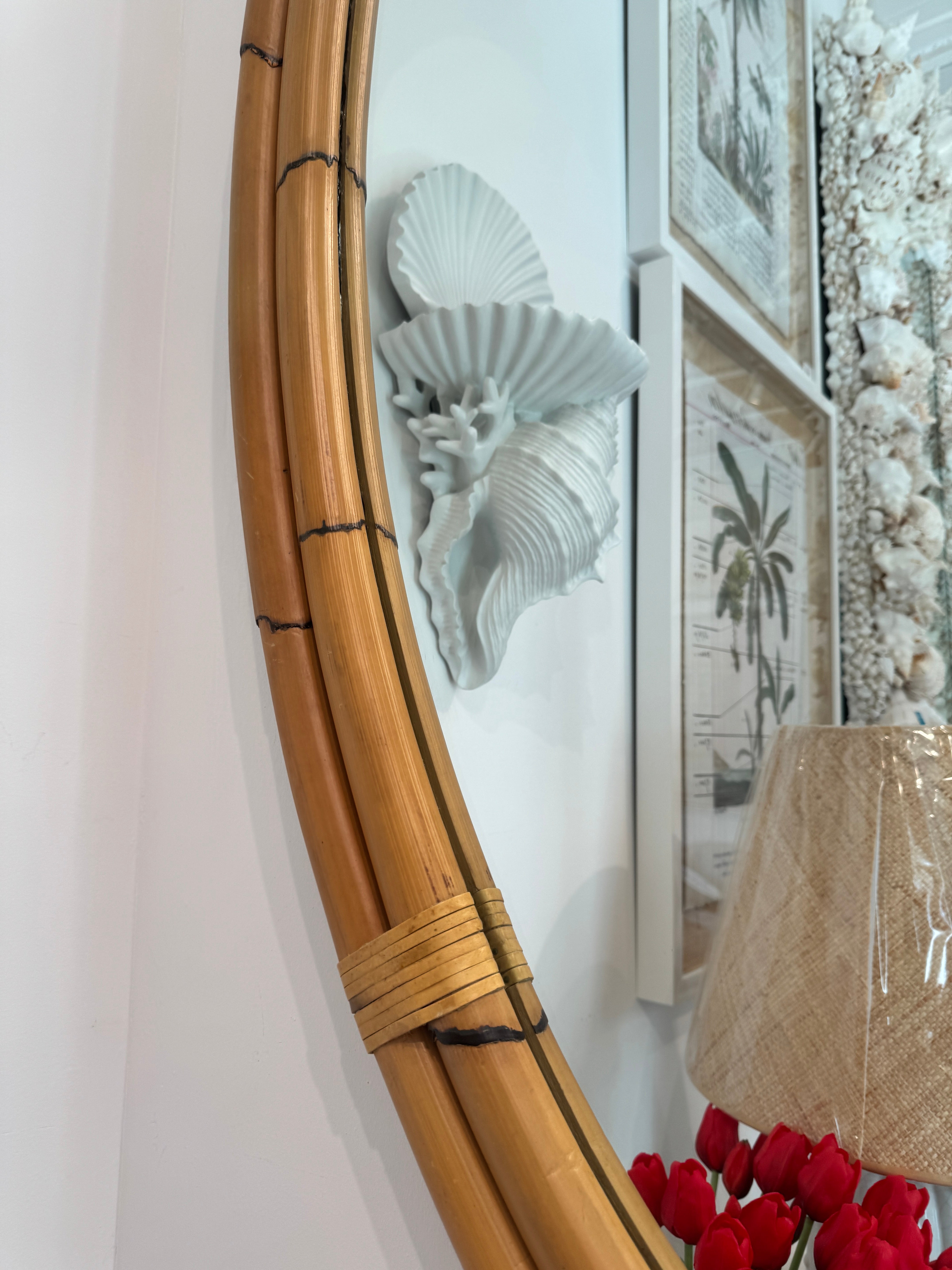 Donghia Bamboo/Rattan Large Oval Wall Mirror