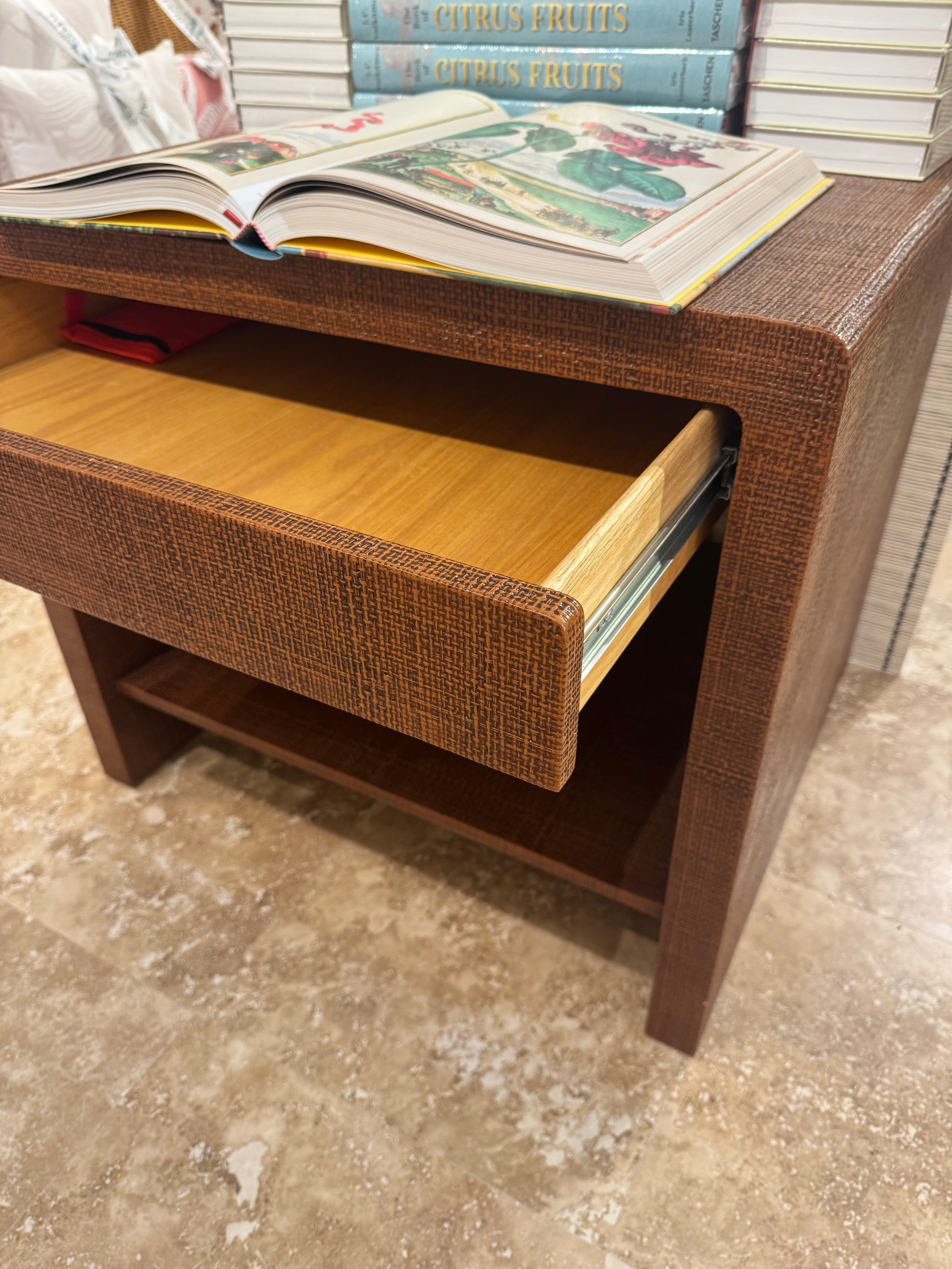 Coated Grass Cloth Side Table