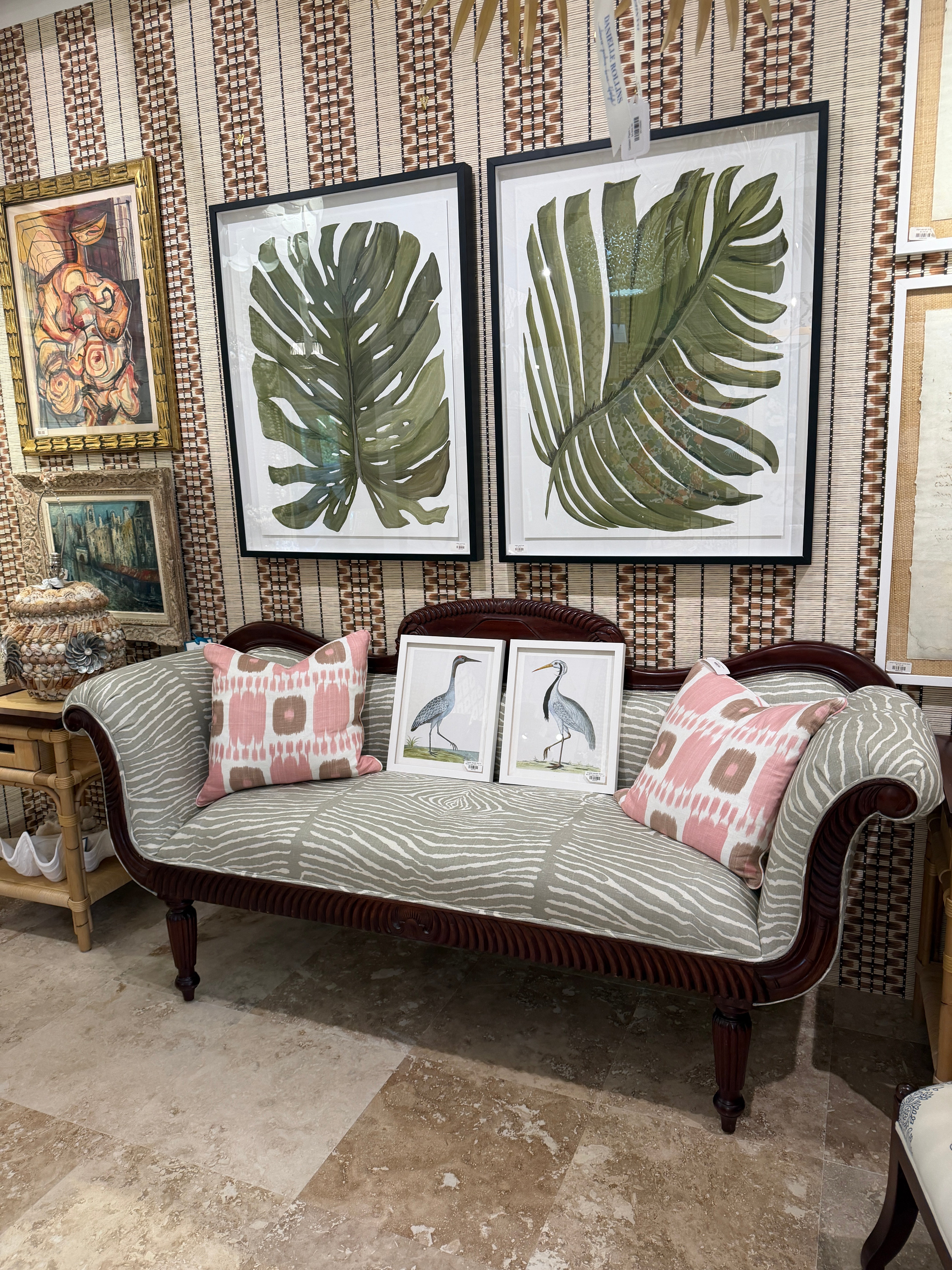 Vintage Anglo-Indian Settee Reupholstered in Le Zebre