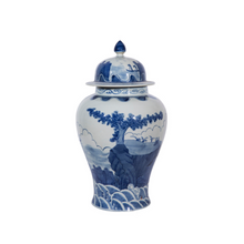 Blue And White Sail Boat Temple Jar