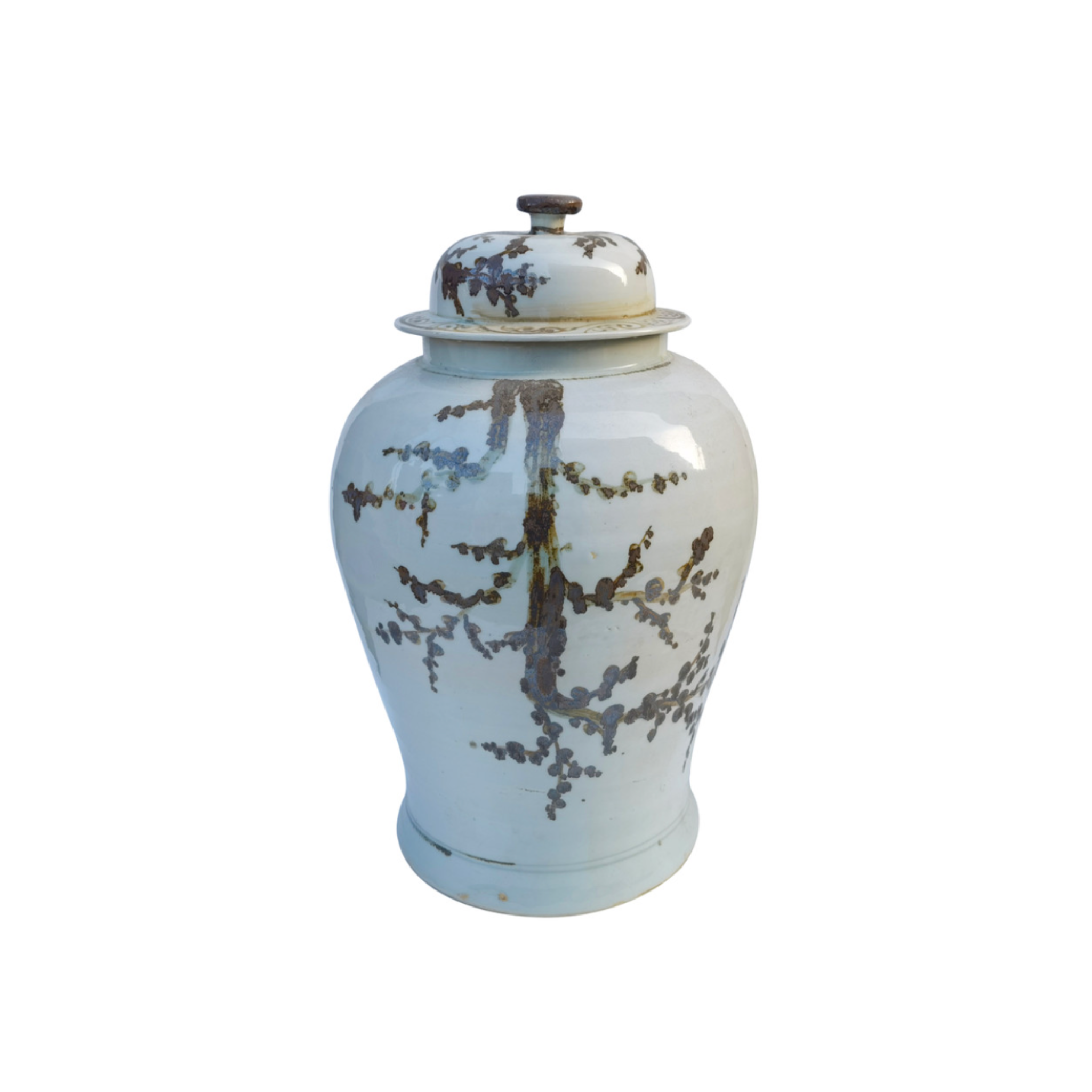 Rusty Brown Weeping Plum Temple Jar