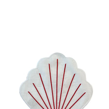 WHITE LINEN SHELL COCKTAIL NAPKIN WITH RED DETAIL, SET OF 4