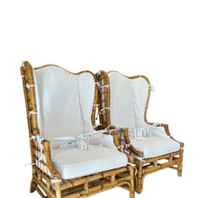 Beautiful Rare Vintage Rattan Wingback Chairs - a Pair