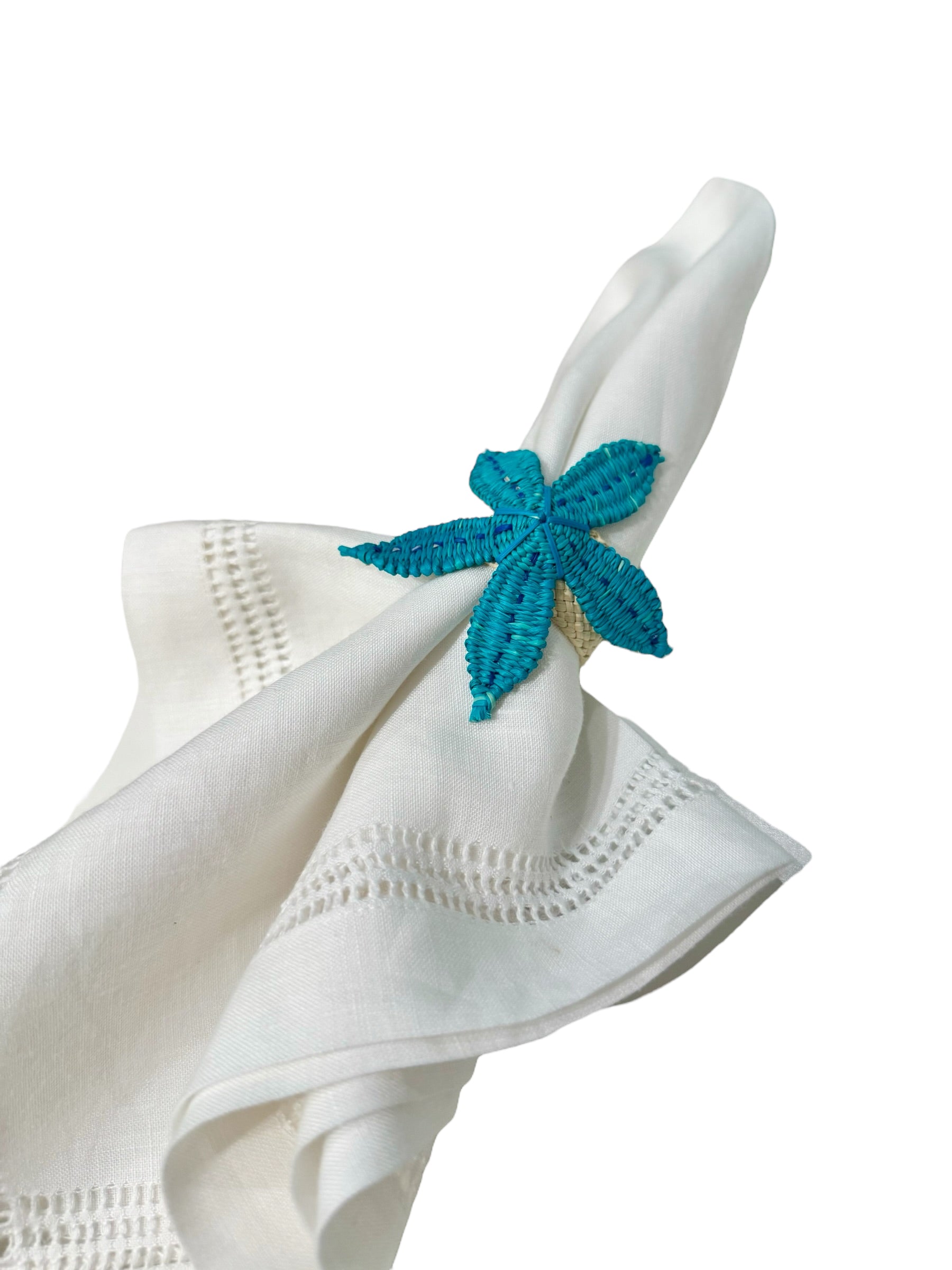 Aqua Starfish Napkin Ring, Set of 4