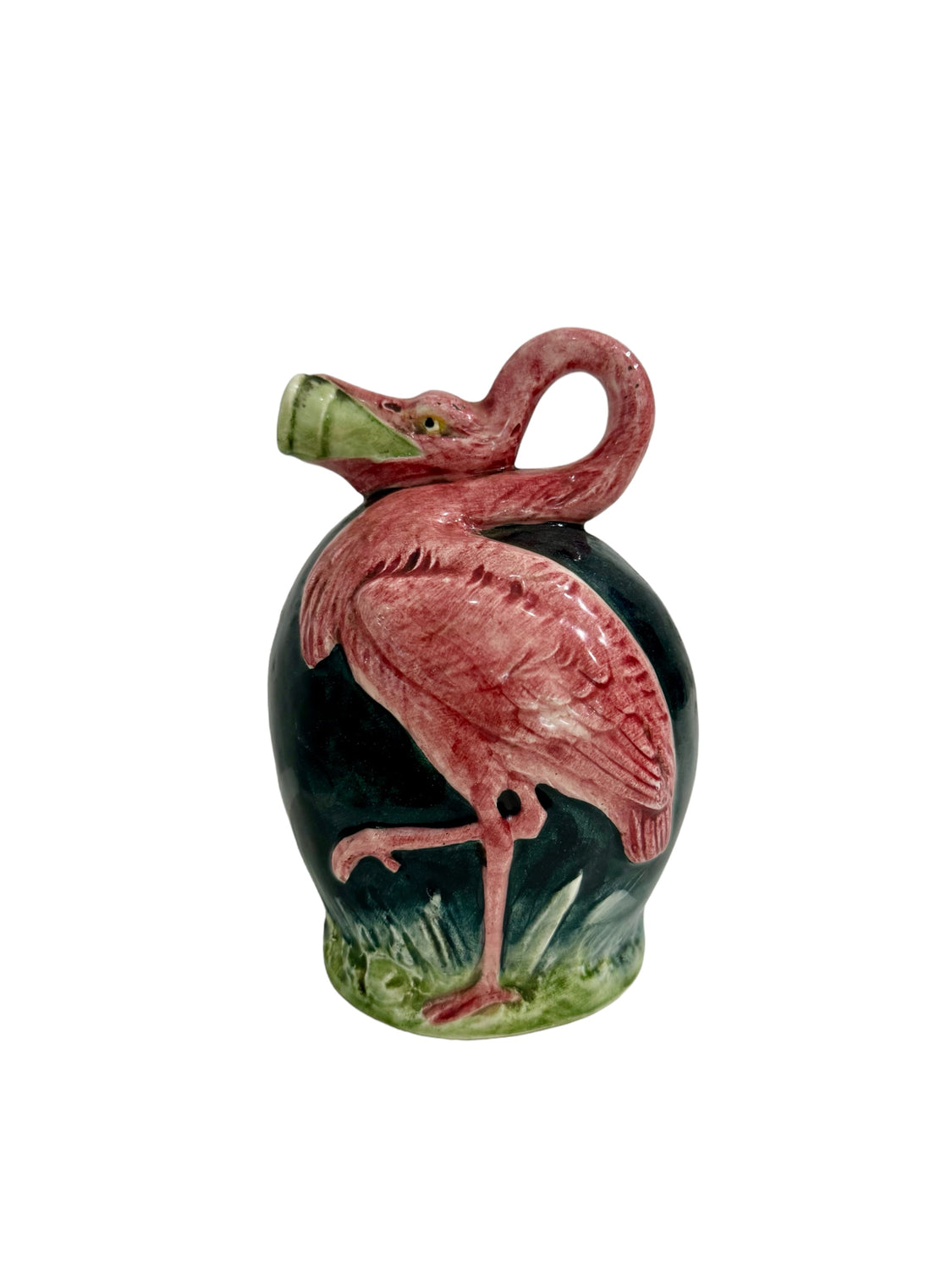 Rare, Antique 19th Century Majolica Flamingo Jug