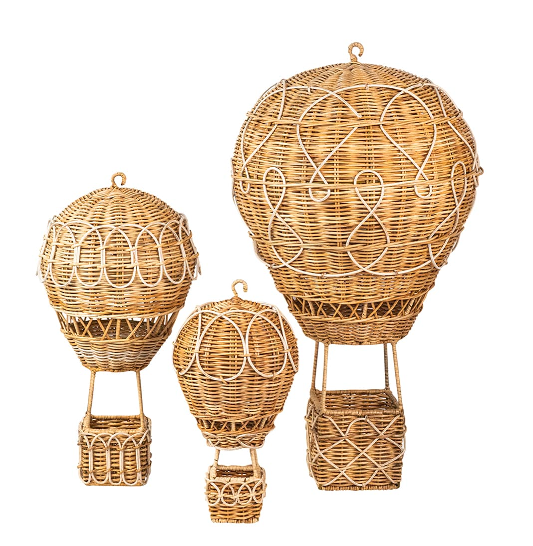 Large Provence Rattan Hot Air Balloon