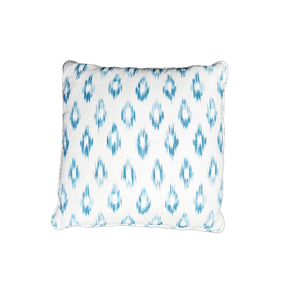 20'' Blue and White Ikat Pillow