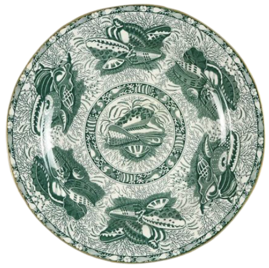 Mottahedeh Torquay Bread & Butter Plate with Gold Trim in Green